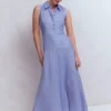 Erma Drop Waist Linen Dress Chambray Erma Drop Waist Linen Dress Chambray