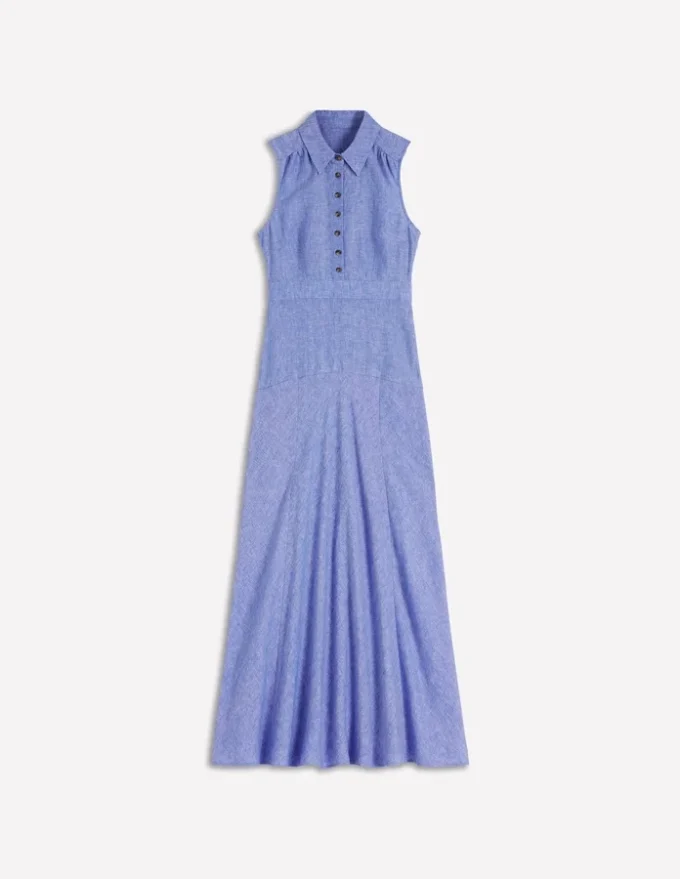 Erma Drop Waist Linen Dress Chambray Erma Drop Waist Linen Dress Chambray