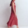 Erma Drop Waist Linen Dress Red Painted Dot Spaced Erma Drop Waist Linen Dress Red Painted Dot Spaced