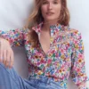 Esme Smocked Detail Frill Top Multi, Blossoming Garden Esme Smocked Detail Frill Top Multi, Blossoming Garden