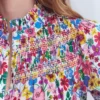 Esme Smocked Detail Frill Top Multi, Blossoming Garden Esme Smocked Detail Frill Top Multi, Blossoming Garden