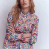 Esme Smocked Detail Frill Top Multi, Blossoming Garden Esme Smocked Detail Frill Top Multi, Blossoming Garden