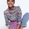Esme Smocked Detail Frill Top Multi, Blossoming Garden Esme Smocked Detail Frill Top Multi, Blossoming Garden