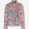 Esme Smocked Detail Frill Top Multi, Blossoming Garden Esme Smocked Detail Frill Top Multi, Blossoming Garden