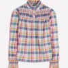 Esme Smocked Detail Frill Top Multi Check Esme Smocked Detail Frill Top Multi Check