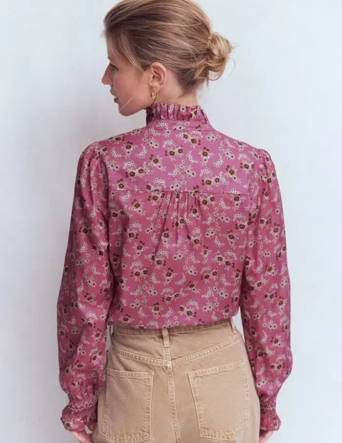 Esme Smocked Detail Frill Top Orchid Purple, Dainty Blooms