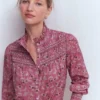 Esme Smocked Detail Frill Top Orchid Purple, Dainty Blooms