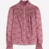Esme Smocked Detail Frill Top Orchid Purple, Dainty Blooms