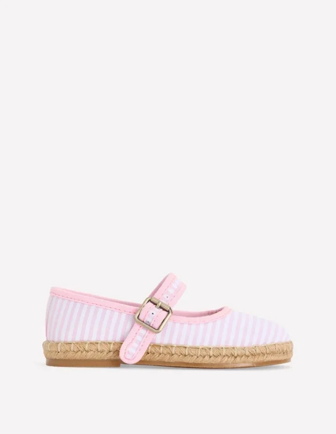 Espadrille Mary Janes Sea Pink Ticking stripe