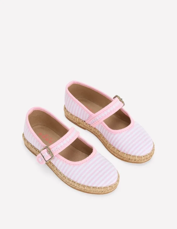 Espadrille Mary Janes Sea Pink Ticking stripe