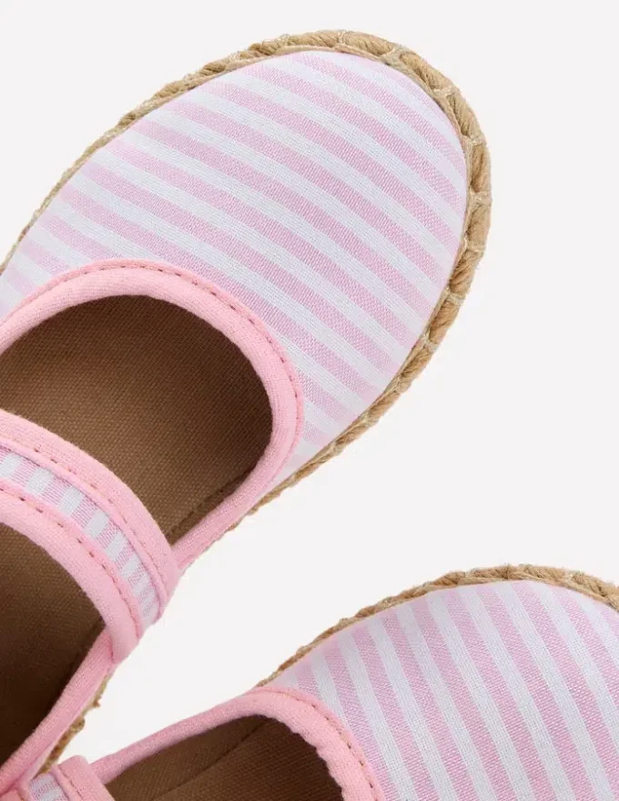 Espadrille Mary Janes Sea Pink Ticking stripe