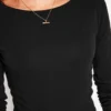 Essential Boat-Neck Jersey Top Black Essential Boat-Neck Jersey Top Black