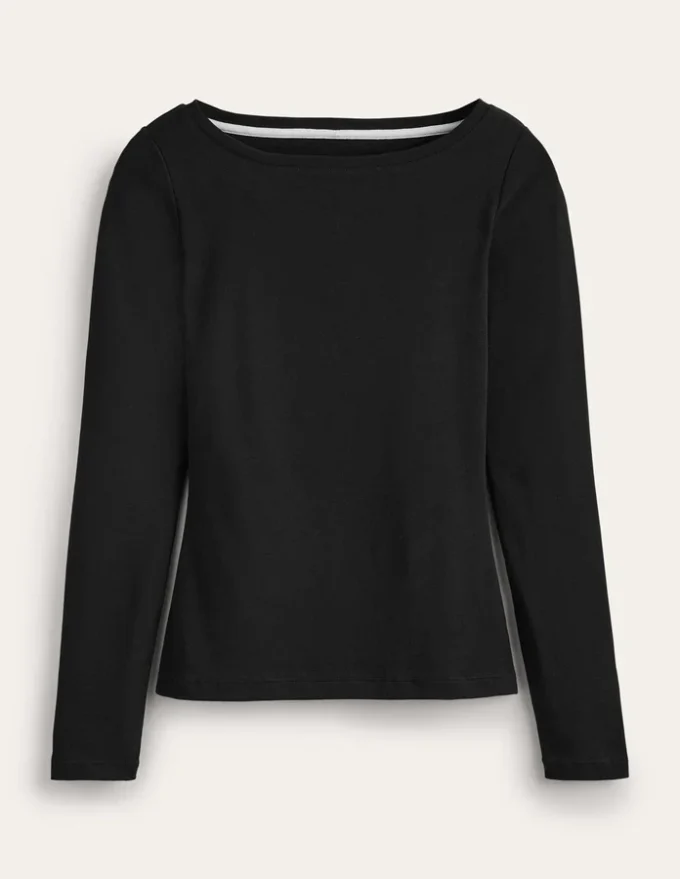 Essential Boat-Neck Jersey Top Black Essential Boat-Neck Jersey Top Black