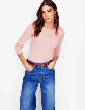 Essential Boat-Neck Jersey Top Milkshake