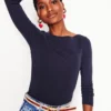 Essential Boat-Neck Jersey Top Navy Essential Boat-Neck Jersey Top Navy
