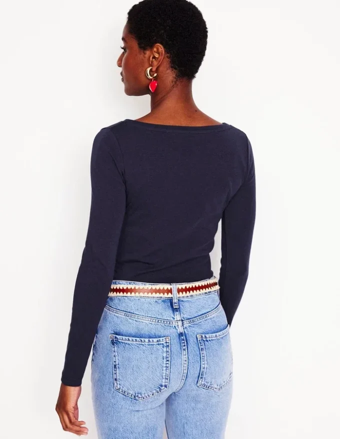 Essential Boat-Neck Jersey Top Navy Essential Boat-Neck Jersey Top Navy