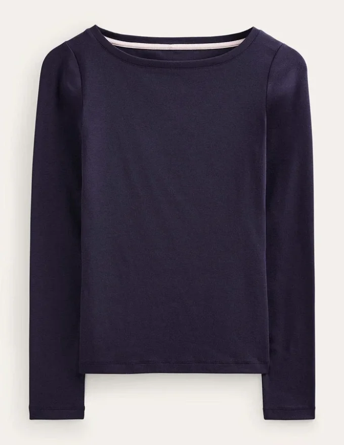 Essential Boat-Neck Jersey Top Navy Essential Boat-Neck Jersey Top Navy