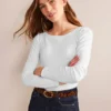 Essential Boat-Neck Jersey Top White Essential Boat-Neck Jersey Top White