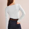 Essential Boat-Neck Jersey Top White Essential Boat-Neck Jersey Top White