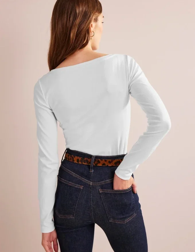 Essential Boat-Neck Jersey Top White Essential Boat-Neck Jersey Top White