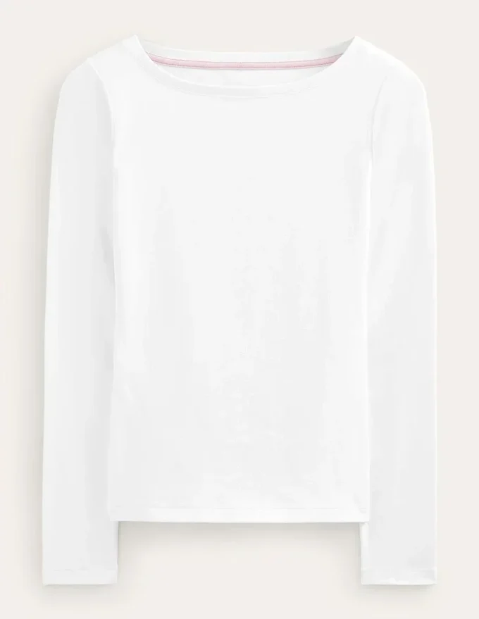 Essential Boat-Neck Jersey Top White Essential Boat-Neck Jersey Top White