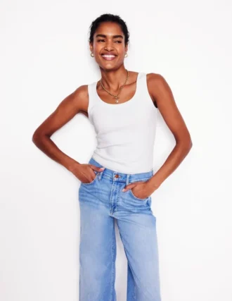 Essential Scoop-Neck Tank White