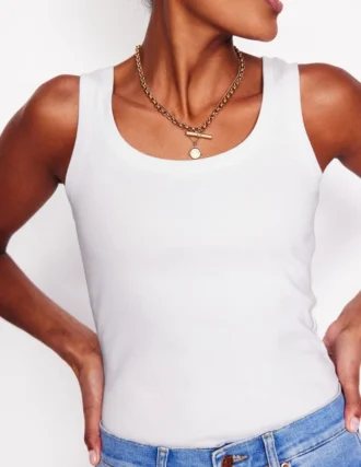 Essential Scoop-Neck Tank White