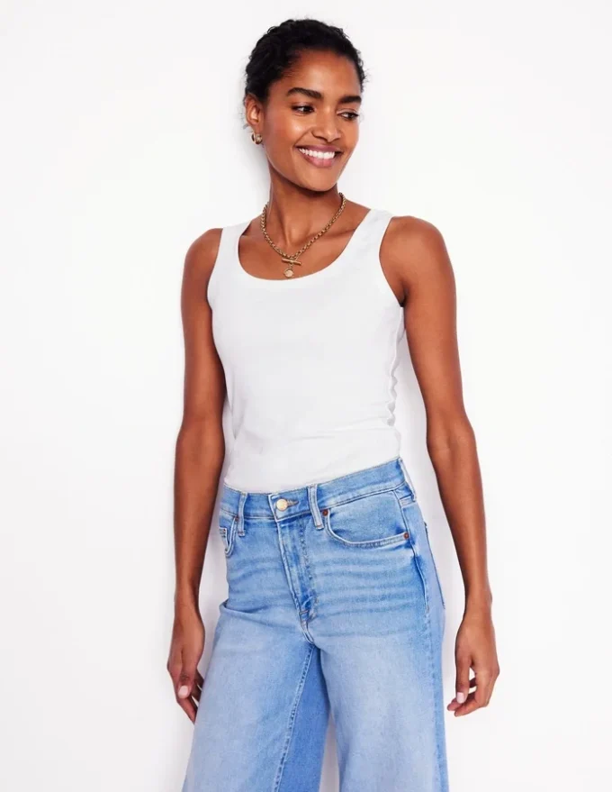 Essential Scoop-Neck Tank White Essential Scoop-Neck Tank White