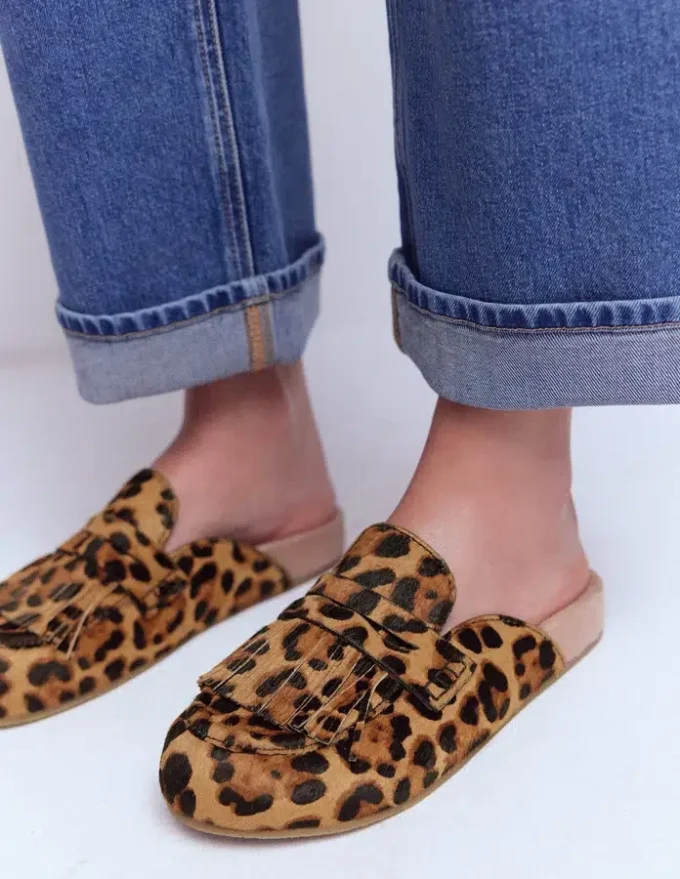Etta Ghillie Mule Clogs Classic Leopard Etta Ghillie Mule Clogs Classic Leopard