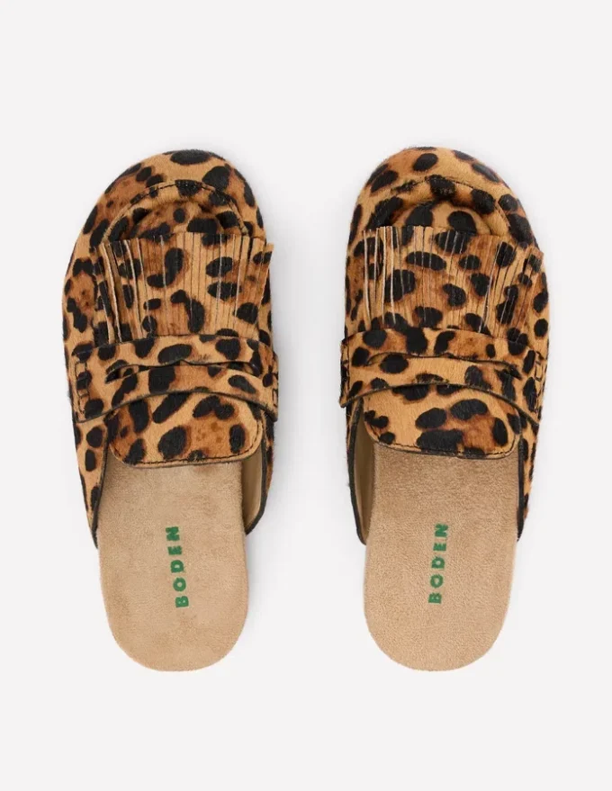 Etta Ghillie Mule Clogs Classic Leopard Etta Ghillie Mule Clogs Classic Leopard