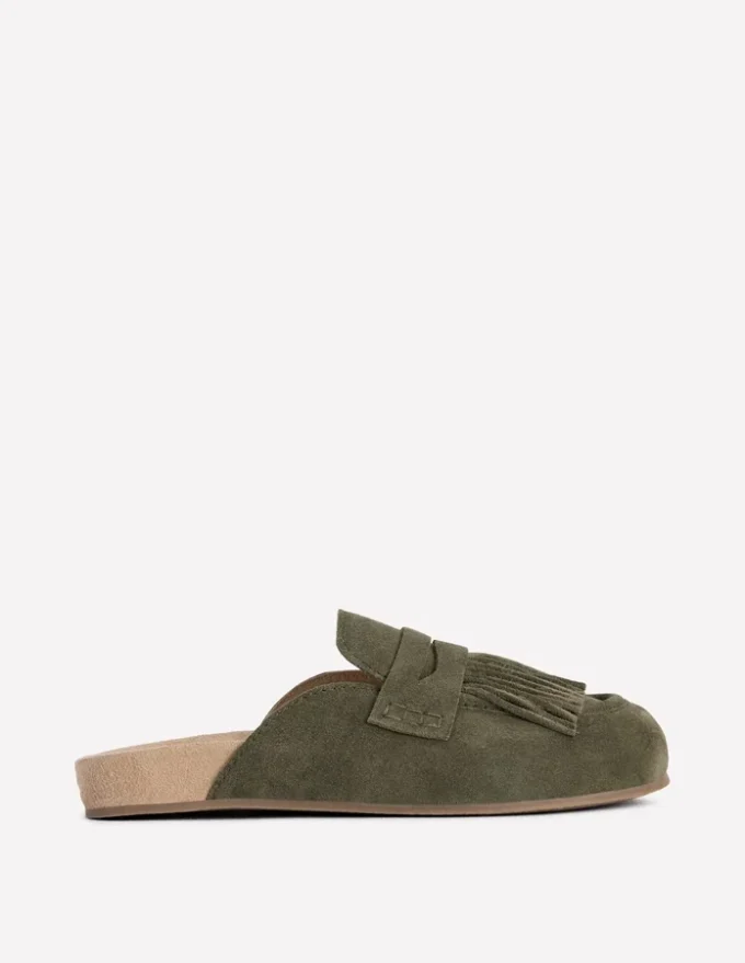 Etta Ghillie Mule Clogs Deep Olive