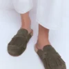 Etta Ghillie Mule Clogs Deep Olive