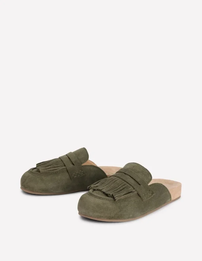 Etta Ghillie Mule Clogs Deep Olive