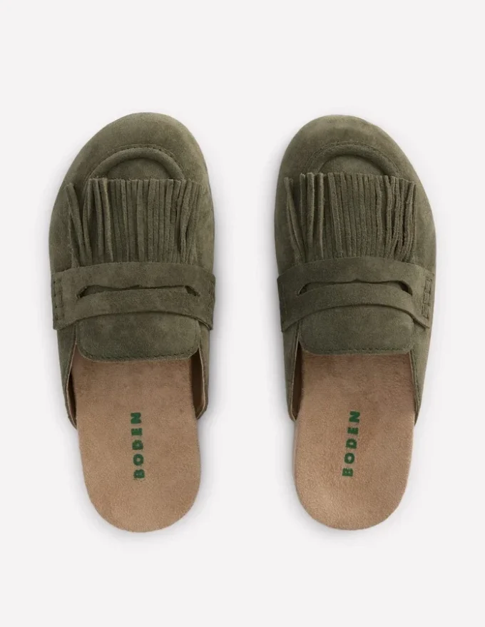 Etta Ghillie Mule Clogs Deep Olive