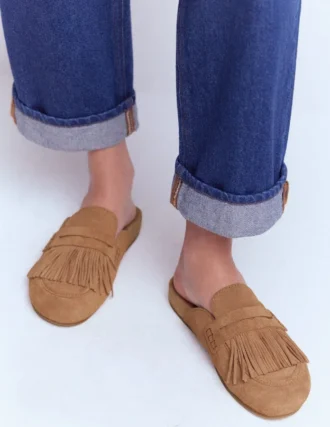 Etta Ghillie Mule Clogs Tan