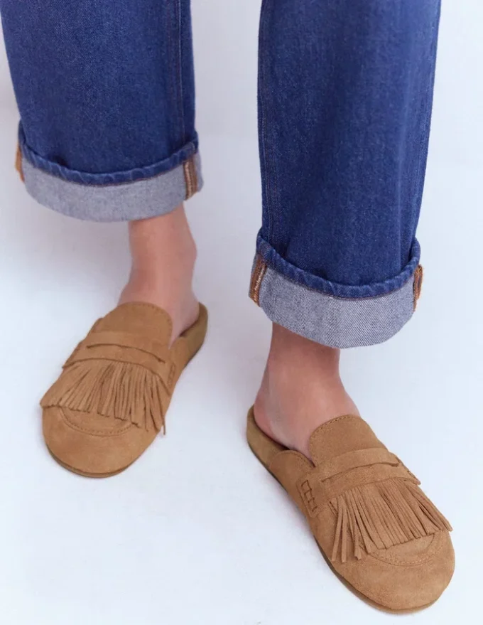 Etta Ghillie Mule Clogs Tan Etta Ghillie Mule Clogs Tan