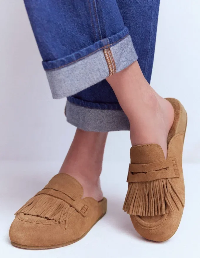 Etta Ghillie Mule Clogs Tan Etta Ghillie Mule Clogs Tan