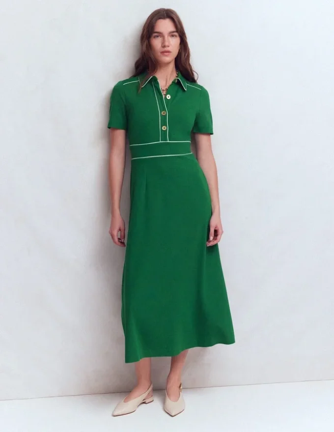 Etta Piping Trim Ponte Dress Fresh Green Etta Piping Trim Ponte Dress Fresh Green