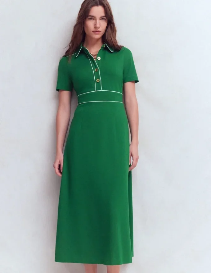 Etta Piping Trim Ponte Dress Fresh Green Etta Piping Trim Ponte Dress Fresh Green