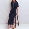Etta Piping Trim Ponte Dress Navy Etta Piping Trim Ponte Dress Navy