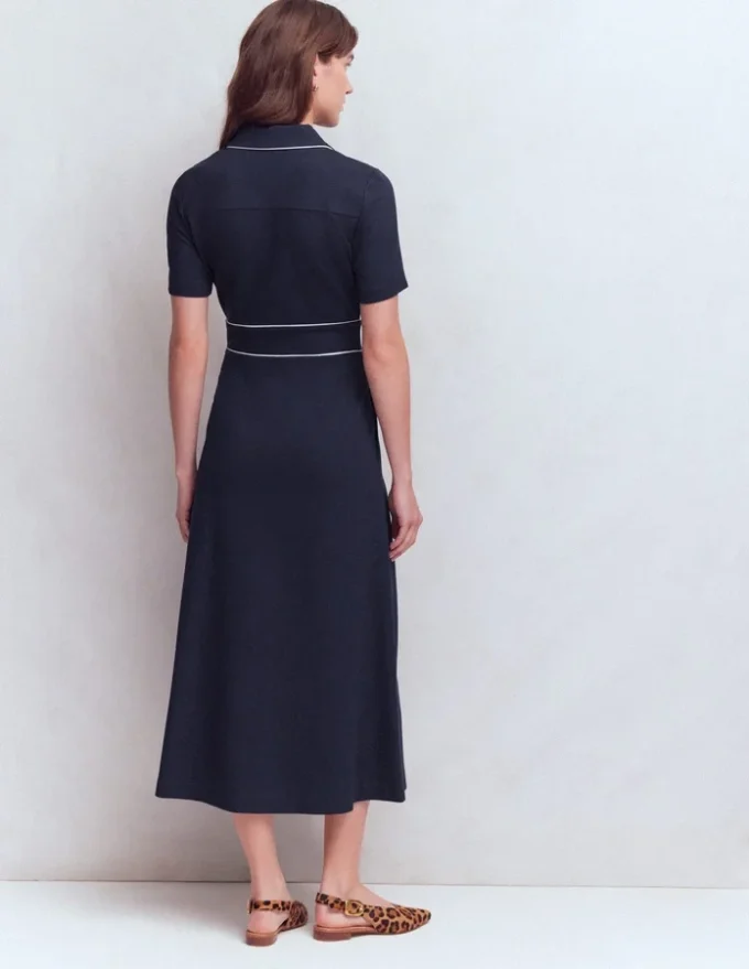 Etta Piping Trim Ponte Dress Navy Etta Piping Trim Ponte Dress Navy