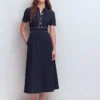 Etta Piping Trim Ponte Dress Navy Etta Piping Trim Ponte Dress Navy