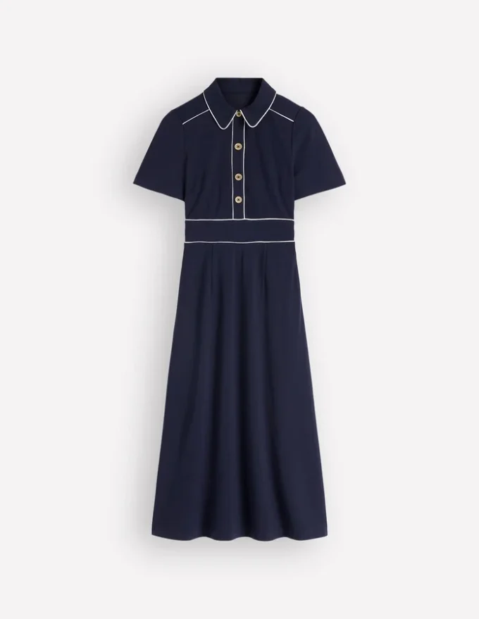Etta Piping Trim Ponte Dress Navy Etta Piping Trim Ponte Dress Navy