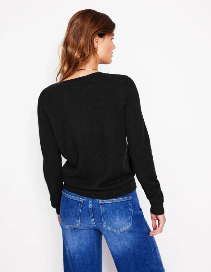 Eva Cashmere Crew Cardigan Black Eva Cashmere Crew Cardigan Black