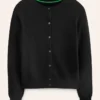 Eva Cashmere Crew Cardigan Black Eva Cashmere Crew Cardigan Black