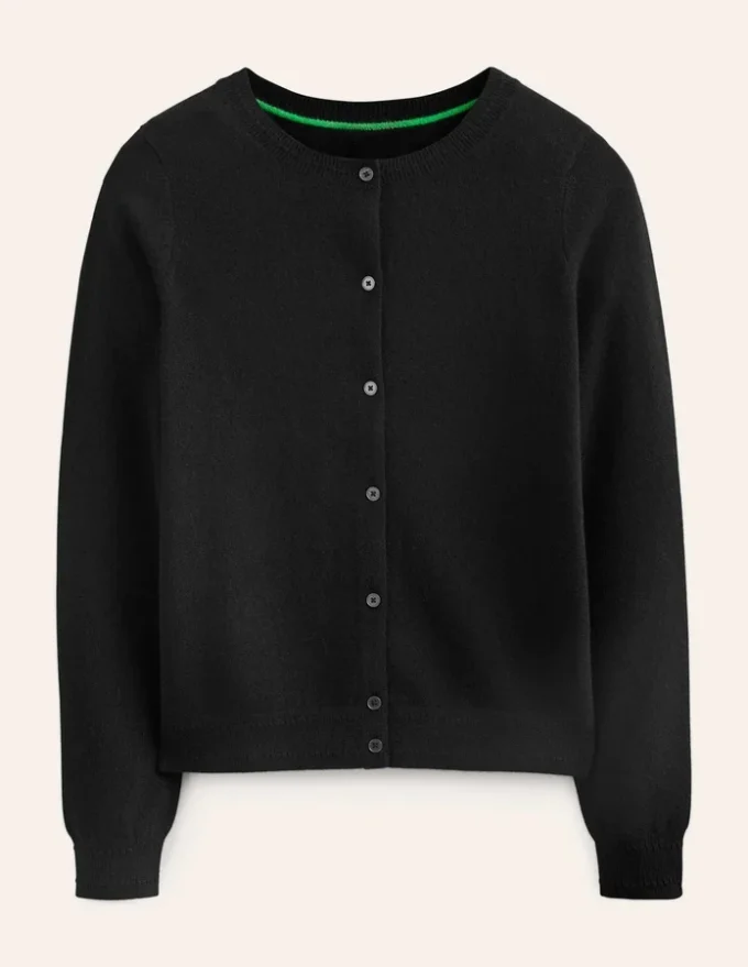 Eva Cashmere Crew Cardigan Black Eva Cashmere Crew Cardigan Black