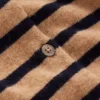 Eva Cashmere Crew Cardigan Camel Melange/Navy Stripe
