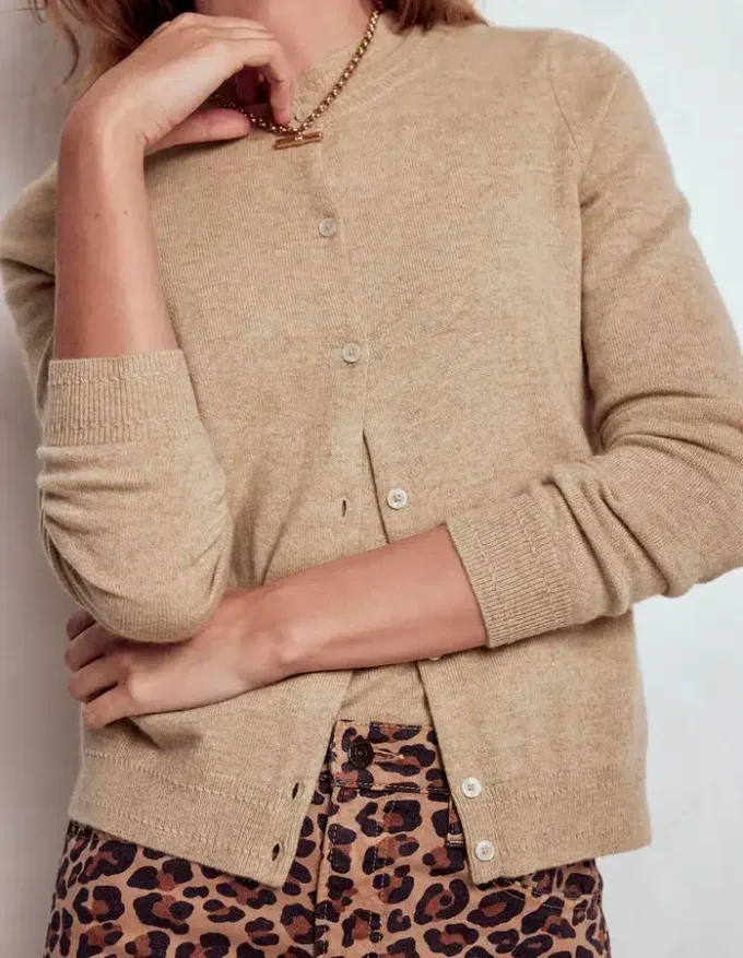 Eva Cashmere Crew Cardigan Chinchilla Melange Eva Cashmere Crew Cardigan Chinchilla Melange