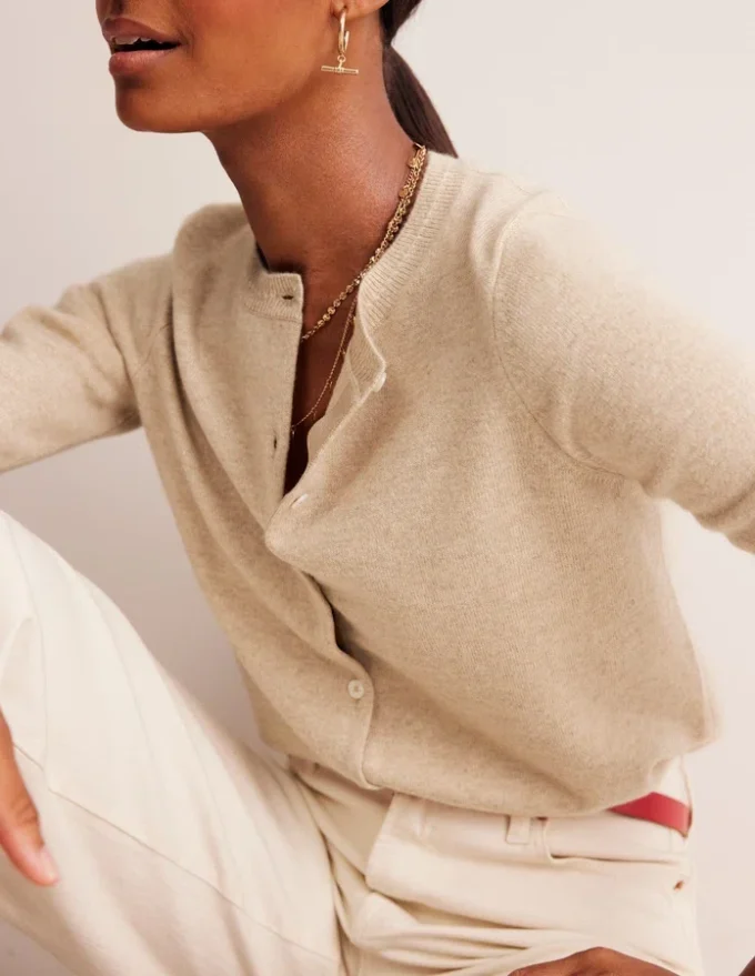 Eva Cashmere Crew Cardigan Chinchilla Melange Eva Cashmere Crew Cardigan Chinchilla Melange