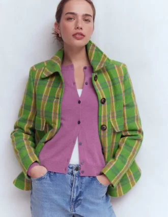 Eva Cashmere Crew Cardigan Clover Purple